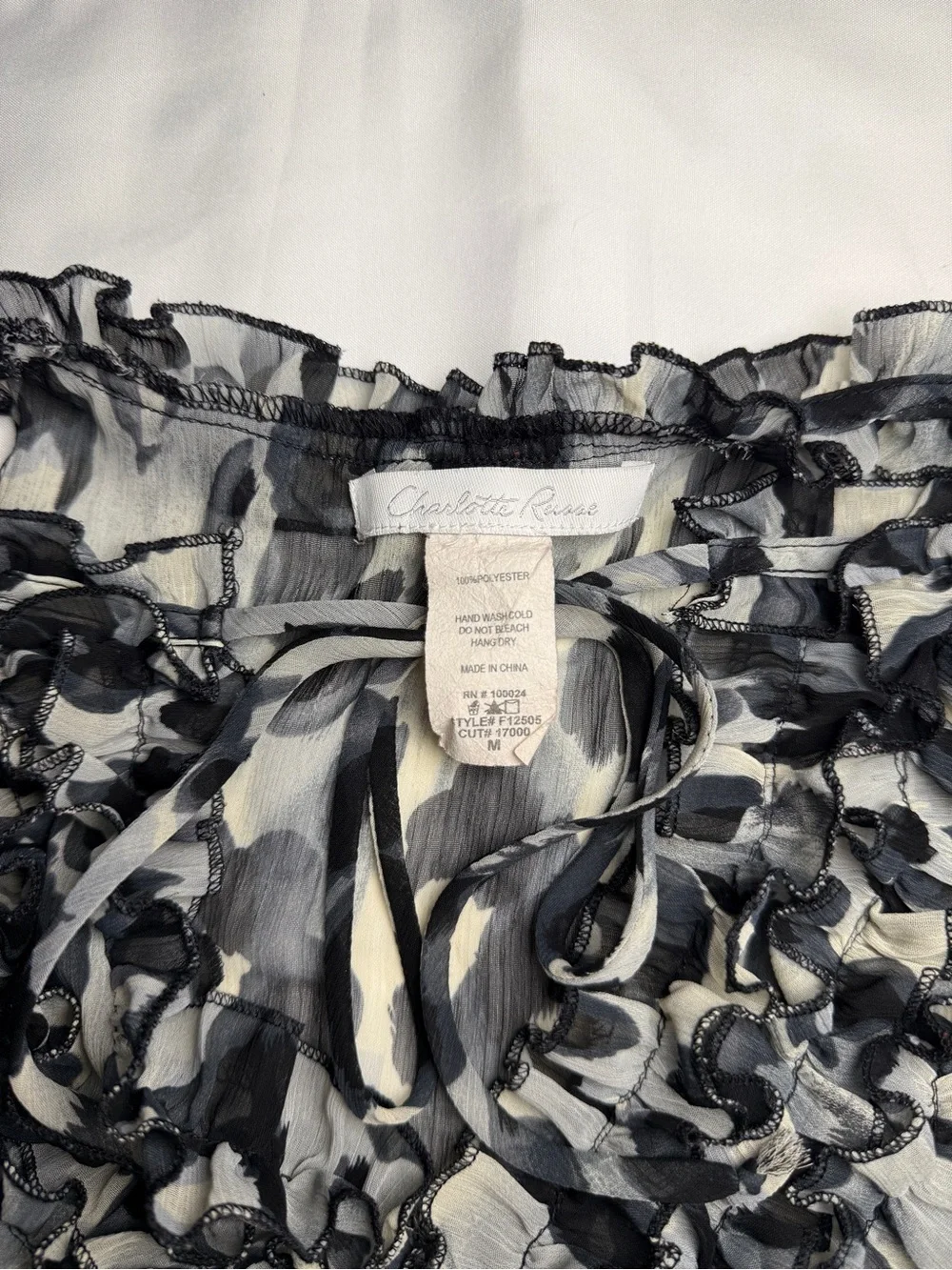 Sleeveless Ruffle Leopard Print Dress - Black & White
